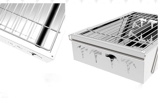 Portable Charcoal Grill for Camping BBQ Grills Outdoor Barbecue Grill Stainless Steel Stove with Backpack, Compact for Picnic Accessories Tools,30 * 20 * 17Cm-D