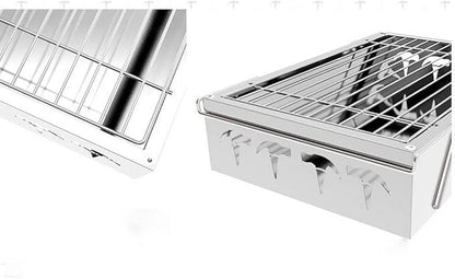 Portable Charcoal Grill for Camping BBQ Grills Outdoor Barbecue Grill Stainless Steel Stove with Backpack, Compact for Picnic Accessories Tools,30 * 20 * 17Cm-D