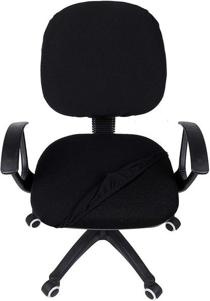 Smiry Office Computer Chair Covers for Desk Rotating Chair Protector | Stretch Jacquard Removable Washable Universal Slipcovers, Seat + Backrest Cover, Black