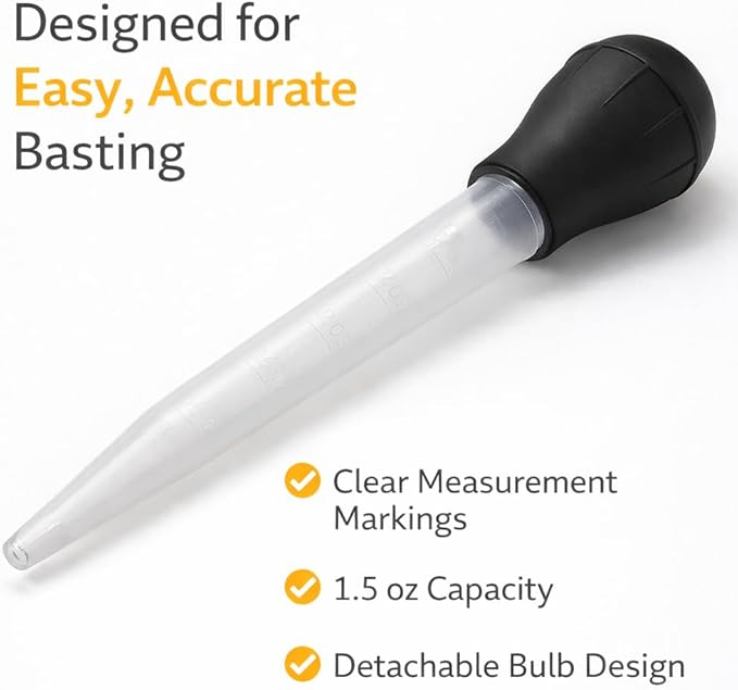 2 Pack Turkey Baster Injector BPA Free Food Grade Basting Tool with Detachable Bulb for Roasting Turkey Chicken BBQ Juices