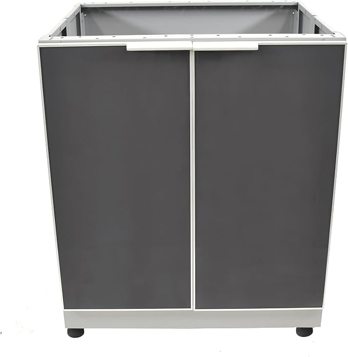 Blue Sky Outdoor Living 3-Piece Stainless Steel Outdoor Kitchen Combo Set – 2X 2 Door Cabinet, 1x 1 Drawer, 2 Door Cabinet, 1x Pull-Out Trash System, 3X 26 Standard Countertops