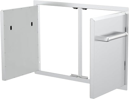 SPIRE 33" Built-in Double Access Door, Stainless Steel, Heavy-Duty Handles, Universal Mount, Perfect for Outdoor Kitchens & Islands, BBQ, Outdoor Grilling, Backyards, 780-0018B