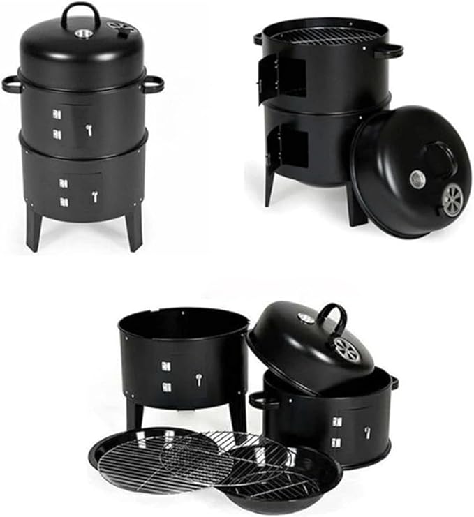 Outdoor Double-Layer Grill, Charcoal Wood Fired Braising & Smoking Stove,Portable Grill for Camping, Outdoor Cooking, Outdoor Kitchen, Patio, Garden