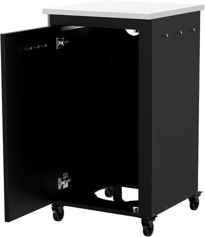 Cozze Outdoor Kitchen Table | 110 cm Tall | Stainless Steel Worktop | 4 Wheels with Brakes | Modular Design | Storage Space & Hooks | Weatherproof Cabinet Cart