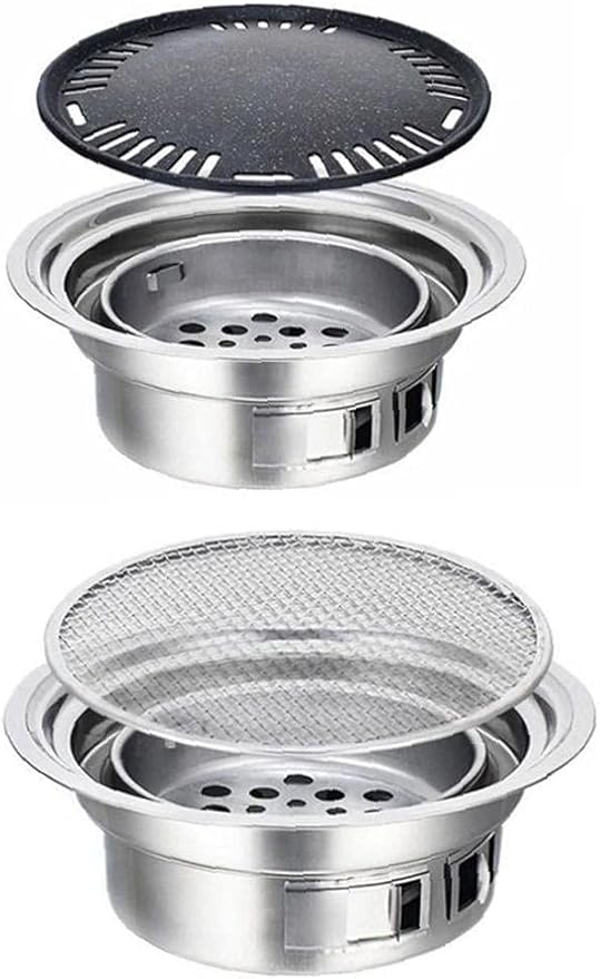 Charcoal Barbecue Grill Round Portable Household Camping Grill Stove with Barbecue Net,Outdoor Barbecue Tools