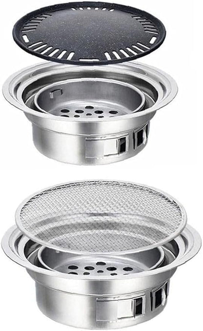 Charcoal Barbecue Grill Round Portable Household Camping Grill Stove with Barbecue Net,Outdoor Barbecue Tools