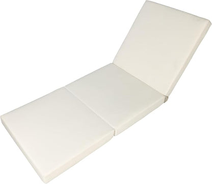 Christopher Knight Home Dami Patio Chaise Lounge Chair Outdoor with Foldable Cushion, Acacia Wood Poolside Sun Lounger, Space Available On One Side, Adjustable Backrest Pool Lounger, Light Brown+Cream