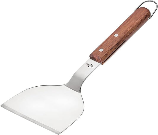 Küchenprofi Texas Heavy Duty Stainless Steel/Rosewood BBQ Grilling Short Hamburger Turner - 3.9" x 4.7" x 12" Long Texas BBQ Spatula Cooking Tools - Grill Accessories Outdoor