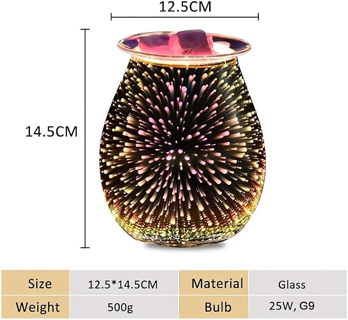 DICIMI Electric Wax Melt Warmer with 3D Firework Glass Design – Flameless Candle Diffuser Essential Oil Burner for Home Decor – Unique Birthday Gift for Women