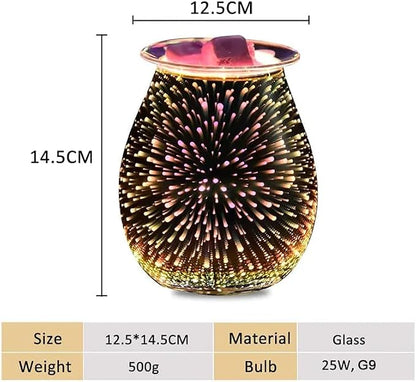 DICIMI Electric Wax Melt Warmer with 3D Firework Glass Design – Flameless Candle Diffuser Essential Oil Burner for Home Decor – Unique Birthday Gift for Women