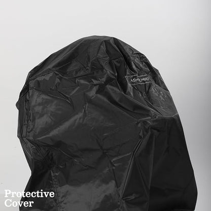 Ash & Ember 18" Kamado Grill Kit with Aluminum Table, Grade A Teak Shelves, Built-In Thermometer, Airflow Vent, Heat Deflector, Ash Drawer, Ash Tool, Clip Tool, Protective Cover Included