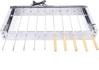 Portable Stainless Steel BBQ Grill, 10 Holes Portable BBQ Tool Kits, with 3.5 MM Stick Flat Handle, Adjustable Width, 5V USB Interface for Outdoor Cooking Camping Hiking Picnics