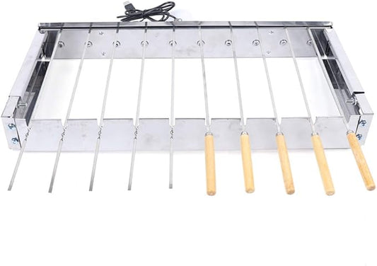 Portable Stainless Steel BBQ Grill, 10 Holes Portable BBQ Tool Kits, with 3.5 MM Stick Flat Handle, Adjustable Width, 5V USB Interface for Outdoor Cooking Camping Hiking Picnics