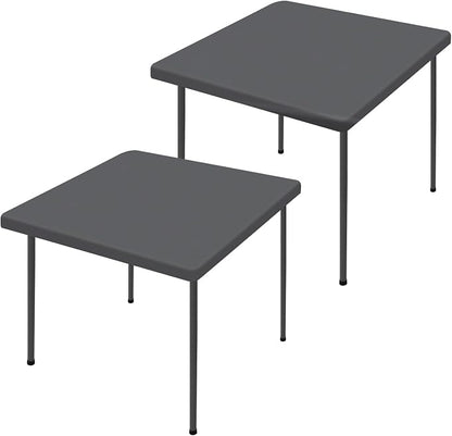 Moosfor 2 Pack Square Spandex Fitted Table Cloth, Elastic Tablecloth | Washable Picnic Table Cover, Stretch Waterproof Table cloths for Party, Patio, Dining, Kitchen, 34" x 34", Dark Grey