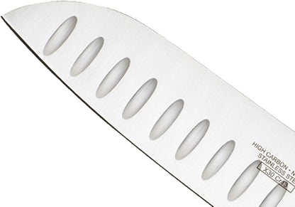 Mercer Culinary Millennia Color Handle Cutlery 7" Santoku Knife (Granton Edge) Purple