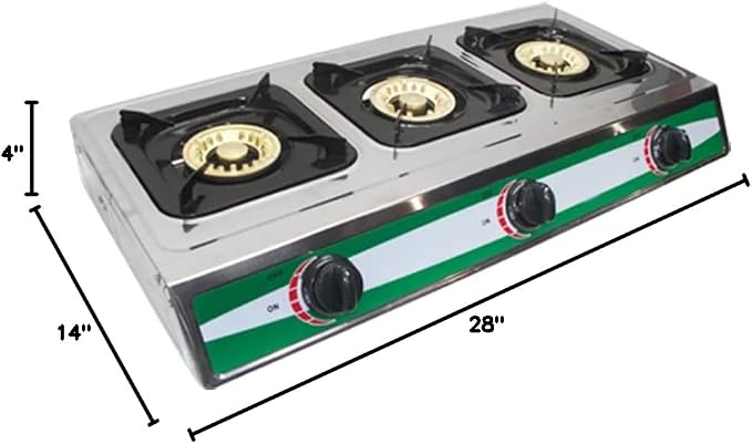 Propane Gas Portable Stove 3 Burners 30,000 BTU Stainless Steel Camping Stove