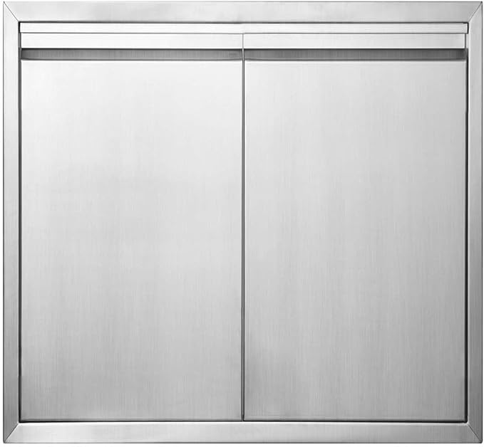 JIE JIN BBQ Access Door 24" W X 24" H Outdoor Kitchen Doors Double Doors Thickened 304 Stainless Steel Outdoor Kitchen Accessories Door for Indoor/Outdoor Kitchen Outdoor Cabinet BBQ Island