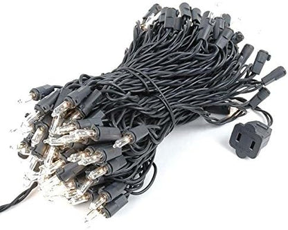 Novelty Lights 50 Feet 100 Bulbs Traditional Incandescent Mini Lights, Clear on Black Wire with 6" Spacing, Commercial Grade and UL Listed for Indoor/Outdoor Use, End-to-End Connectable