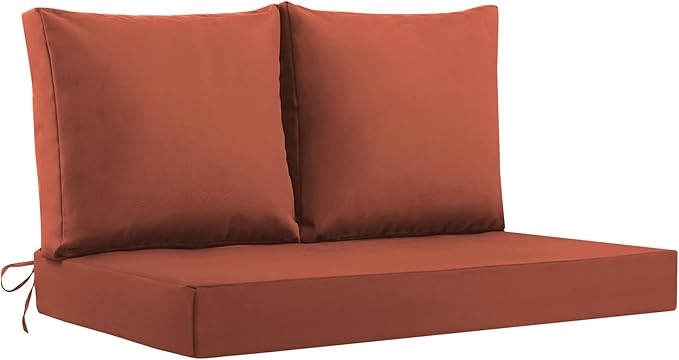 Outdoor Loveseat Cushions, 46×26×4 Inch, Waterproof, Spice | Patio Loveseat Cushions for Outdoor Furniture, Fade Resistant, Outdoor Bench Cushions, for Wicker Furniture, Swing, Couch