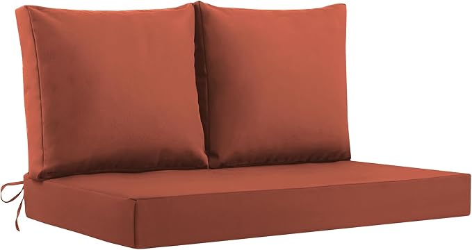 Outdoor Loveseat Cushions, 48×24×5 Inch, Waterproof, Spice | Patio Loveseat Cushions for Outdoor Furniture, Fade Resistant, Outdoor Bench Cushions, for Wicker Furniture, Swing, Couch
