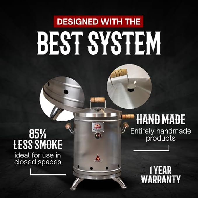 (16 Pound) 2-in-1 Smoker Barrel Vertical Grill - Premium 304 Stainless Steel - Barril Charcoal BBQ Thermometer & Ventilation - Cooking Accessories Meat Kit - Portable Outdoor, Camping - QUE ASADOR