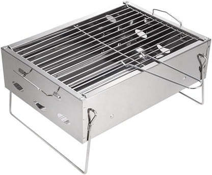Portable Charcoal Grill for Camping BBQ, Outdoor Barbecue Grill with Thickened Stainless Steel, Lightweight & Stable Support, Easy Carry & Clean,36 * 26 * 17Cm-D