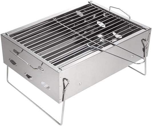 Portable Charcoal Grill for Camping BBQ, Outdoor Barbecue Grill with Thickened Stainless Steel, Lightweight & Stable Support, Easy Carry & Clean,36 * 26 * 17Cm-D