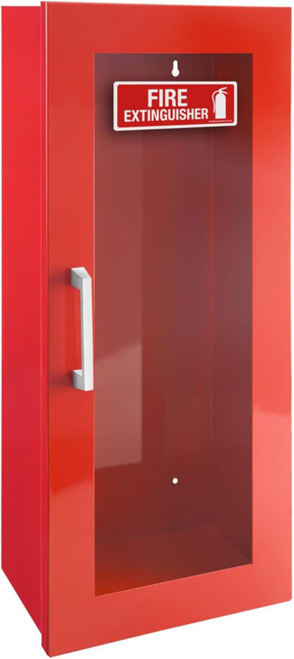 Fire Extinguisher Mount for Wall & Surface - 22 Gauge Steel, USA Made - Fire Extinguisher Cabinet Storage with Metal Handle - Indoor & Outdoor Use - 24.5H x 9.25W x 6.5D - Red