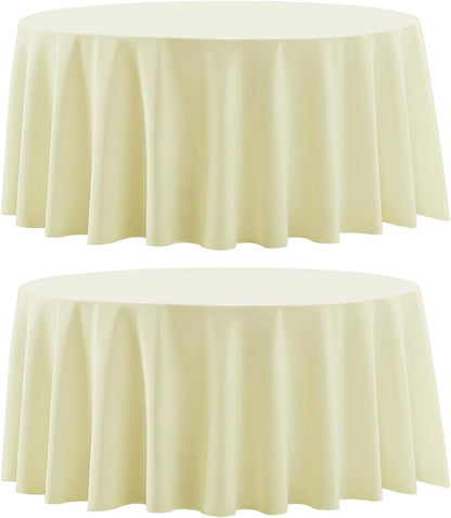 2 Pack Ivory Round Tablecloths 108 Inch for Dining Tables | Washable Decorative Linen Polyester Table Cover for Banquets Buffets Parties and Weddings
