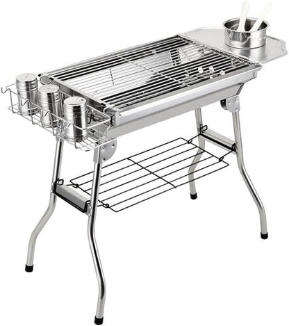Portable Charcoal Grill for Camping BBQ Grills Outdoor Barbecue Grill Detachable Foldable Charcoal Grill Rack with Stainless Steel Bracket,48 * 33 * 57Cm-D