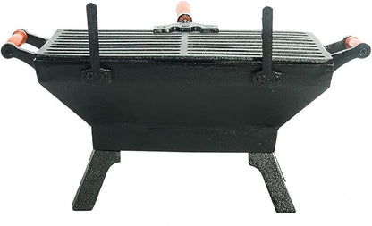 Sungmor Heavy Duty Cast Iron BBQ Grill - Indoor Outdoor Tabletop Small Charcoal Grill Stove - 31.5 x 19CM, Rectangle - Ideal Smoker Grill for Barbecues, Camping, Picnics, Parties