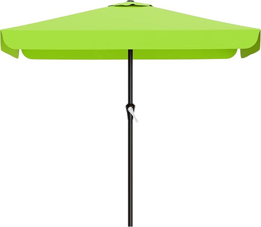 AreShark 8 X 10 FT Large Rectangular Patio Umbrella with Valance, Outdoor Table Market Umbrella w/Crank & 8 Ribs, Rectangle Outdoor Umbrellas for Garden, Deck, Yard and Poolside, Apple Green