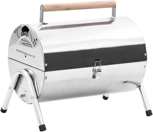 Portable Tabletop Charcoal BBQ Grill Stainless Steel Double Grids, Outdoor Portable Charcoal Grill Smoker for Pizza, Vegetables, Meats, Bread (Style AA)