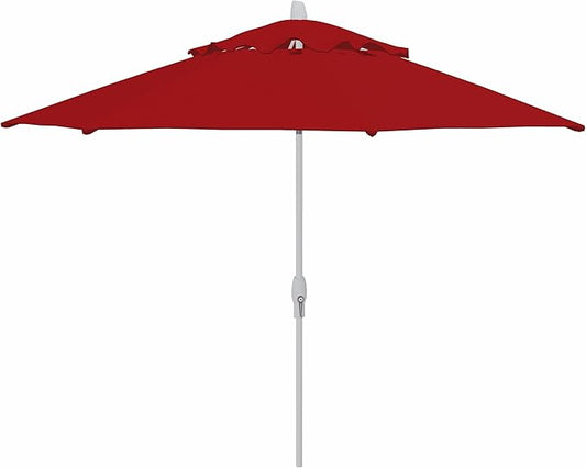 Treasure Garden 11ft Patio Umbrella – Outdoor Market Umbrella – Deluxe Auto-Tilt – White Aluminum Frame (O’bravia, Red)
