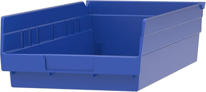 Akro-Mils 30128 Heavy Duty Plastic Shelf Bins, 18"x 4"x 4", Blue, 12-Pack | Heavy Duty Nesting Storage Bins for Garage, Closet, Refrigerator, Kitchen, Cabinet, Drawer Organization, Pantry Organization