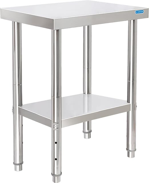 KUARBARR Stainless Steel Table for Prep & Work with Undershelf 18 x 24 Inches NSF Metal Commercial Kitchen Prep Table with Adjustable Under Shelf Worktable for Restaurant Home Outdoor