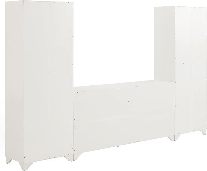 Crosley Furniture Tara 3-Piece Modern Farmhouse Sideboard Buffet Cabinet and Kitchen Storage Pantry Set, Distressed White