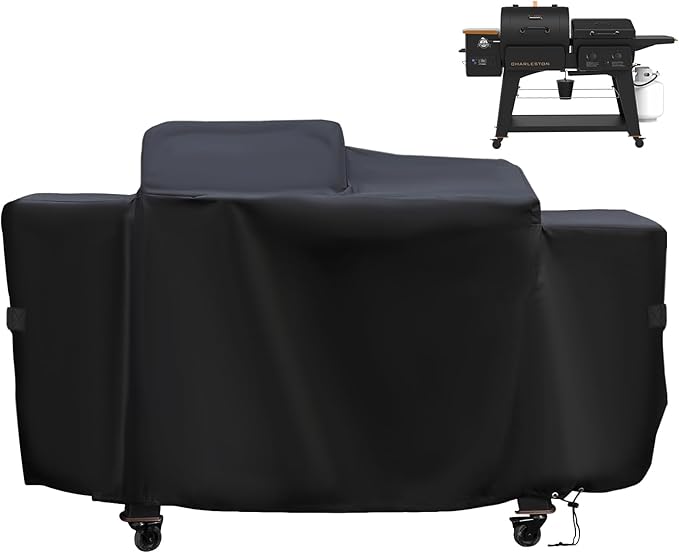 Grill Cover for Pit Boss Charleston 1020 Pellet Grill Gas Griddlle Combo PB1020NX, 600D Heavy Duty Waterproof UV Resistant Cover for Pit Boss, Outdoor Barbeque Grill Accessories