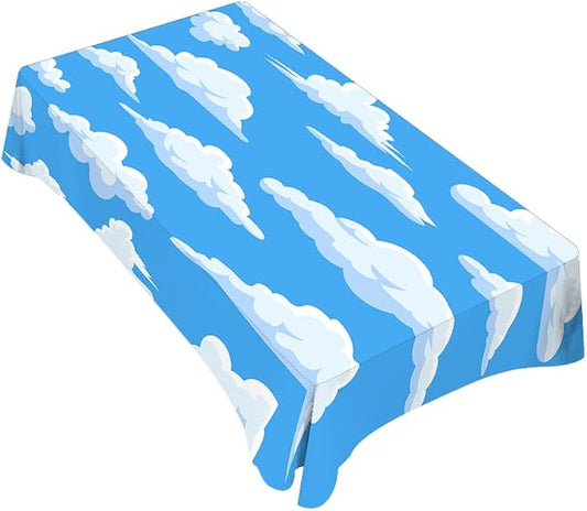 TKS MITLAN Blue Sky and White Clouds Tablecloth Decor Cloud Vector Set Collection Graphic Clip Art Design Table Cloth Dining Room Kitchen Table Cover 60" X 84" Oblong/Rectangle