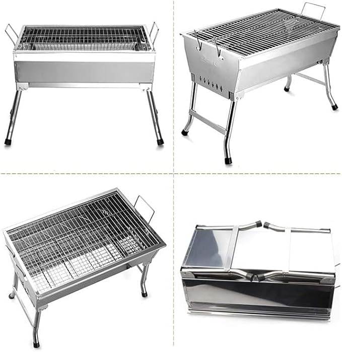 Charcoal Grill Portable Stainless Steel Folding Grill Fold Barbecue Charcoal Grill Stove Shish Kebab BBQ Patio Camping BBQ Grill