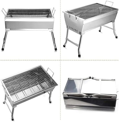 Charcoal Grill Portable Stainless Steel Folding Grill Fold Barbecue Charcoal Grill Stove Shish Kebab BBQ Patio Camping BBQ Grill