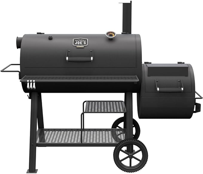 Oklahoma Joe's Highland Offset Reverse Flow Offset Charcoal Smoker and Grill With 1093 sq. in. Cooking Area in Black