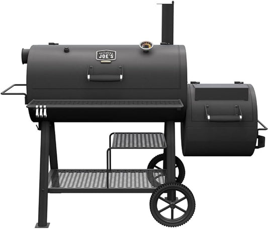 Oklahoma Joe's Highland Offset Reverse Flow Offset Charcoal Smoker and Grill With 1093 sq. in. Cooking Area in Black