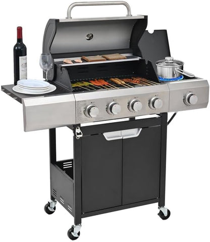 Endark 51,000 BTU 4-Burner Propane Gas Grill with Side Burner – Upgraded BBQ for Camping, Outdoor Cooking & Gatherings