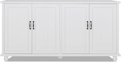 Scurrty 62'' Coffee Bar Cabinet Kitchen with Storage, Buffet Cabinet with Storage, Sideboard Buffet for Dinning Room, Kitchen & Living Room (4 Doors, White)