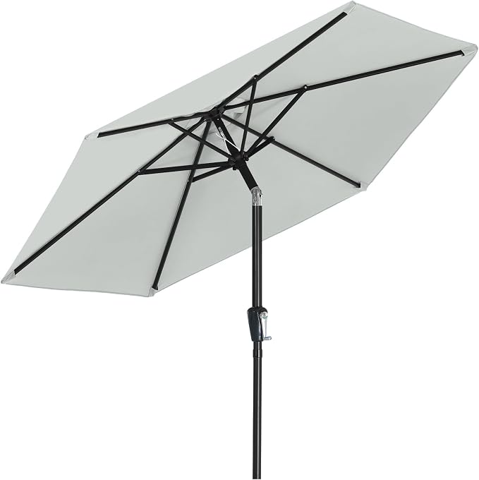 MASTERCANOPY 7.5ft Patio Umbrella with Tilt & Crank, Light Gray | 6 sturdy ribs;UV/water resistant;Vent;easy setup;for garden/deck/backyard/pool