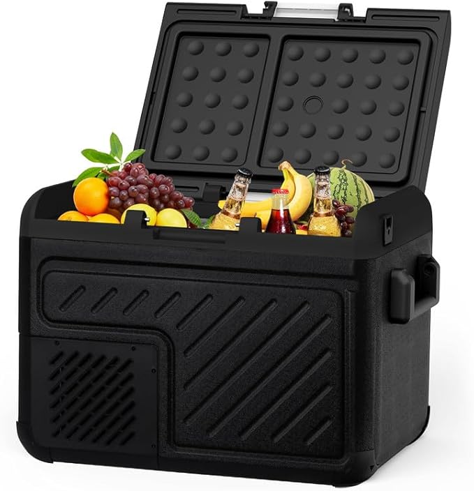 AS 53QT(50L) Car Refrigerator, 12 Volt Portable Freezer Fridge, Car Compressor Refrigerator with 12/24V DC & 110-240V AC for Truck, RV, Boat, Camping and Travel