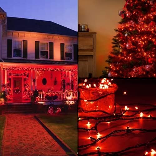 Connectable 240LED 88Ft 13Modes Valentine String Lights Indoor Outdoor | Extendable Green Wire Red Valentine Lights with Timer, Twinkle Fairy Light Plug in for Xmas Bedroom Wedding Party Decor(Red)