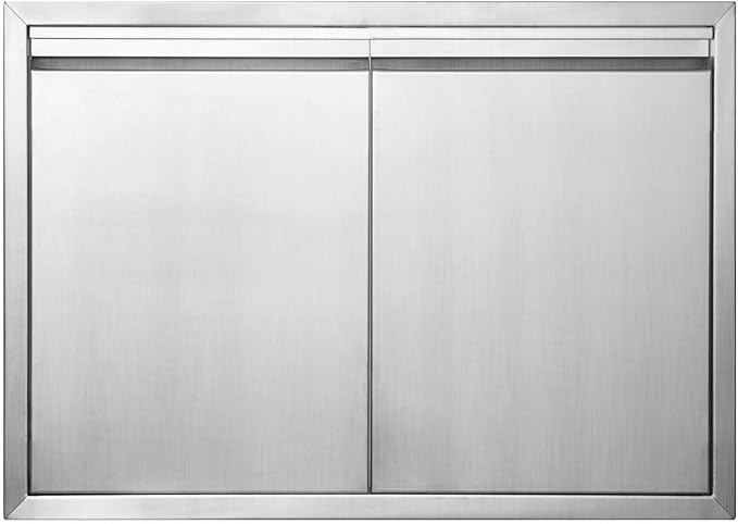 JIE JIN BBQ Access Door 31" W X 24" H Outdoor Kitchen Doors Double Doors Thickened 304 Stainless Steel Outdoor Kitchen Accessories Door for Indoor/Outdoor Kitchen Outdoor Cabinet BBQ Island