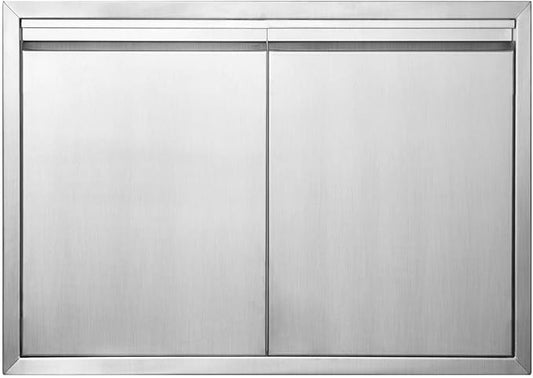 JIE JIN BBQ Access Door 31" W X 24" H Outdoor Kitchen Doors Double Doors Thickened 304 Stainless Steel Outdoor Kitchen Accessories Door for Indoor/Outdoor Kitchen Outdoor Cabinet BBQ Island